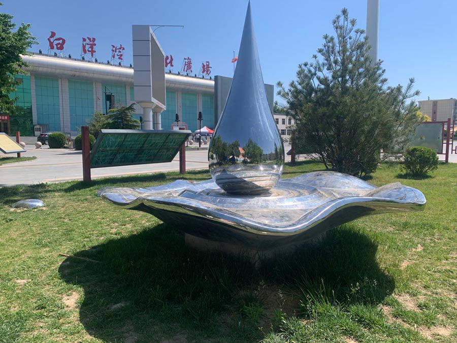 不銹鋼水滴雕塑，鏡面不銹鋼水滴景觀擺件