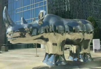 犀牛雕塑廠家 現(xiàn)代動物體系 不銹鋼犀牛雕塑廠