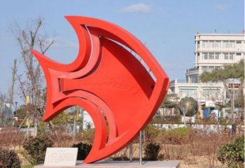 不銹鋼魚抽象雕塑 剪影原理元素 抽象魚雕塑制作