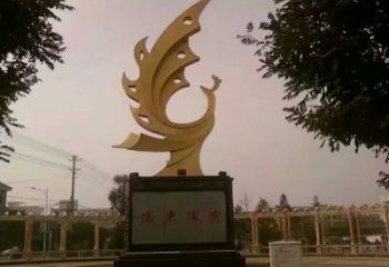 五指金鳳凰雕塑廠家 烤漆金鳳凰雕塑生產制作