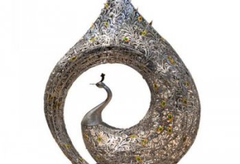 鏤空孔雀雕塑廠家 水滴結(jié)構(gòu)轉(zhuǎn)型 不銹鋼孔雀雕塑廠