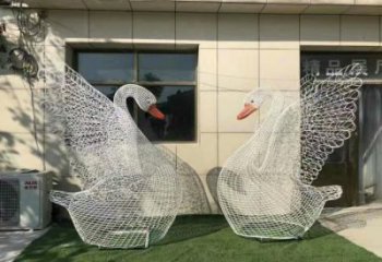 鏤空天鵝雕塑廠家 網(wǎng)格編織類 不銹鋼鏤空天鵝雕塑價格