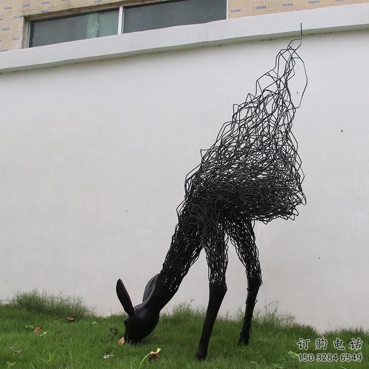 鋼絲鹿頭雕塑 不銹鋼半身鹿動物雕塑