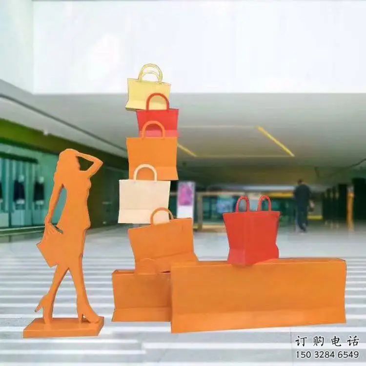 購物人雕塑 剪影不銹鋼購物人雕塑 購物人雕塑 剪影不銹鋼購物人雕塑