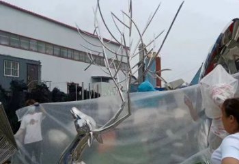 半身鹿雕塑 半身動(dòng)物雕塑 不銹鋼半身鹿雕塑