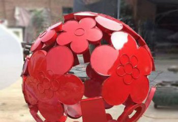 花朵鏤空球雕塑廠家 空心花朵設(shè)計(jì) 不銹鋼花朵鏤空球雕塑