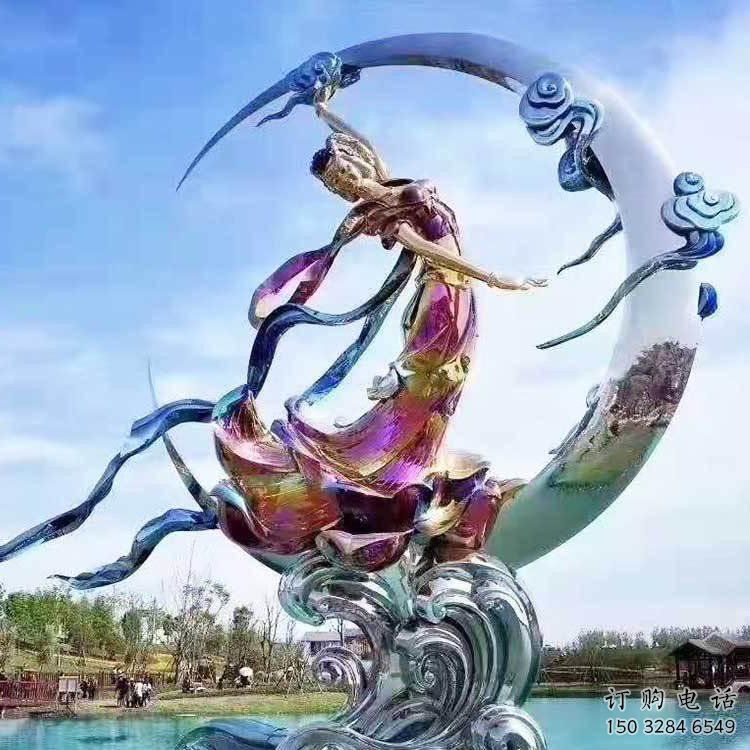 飛天雕塑 鍍金人物雕塑 大型戶(hù)外不銹鋼飛天雕塑