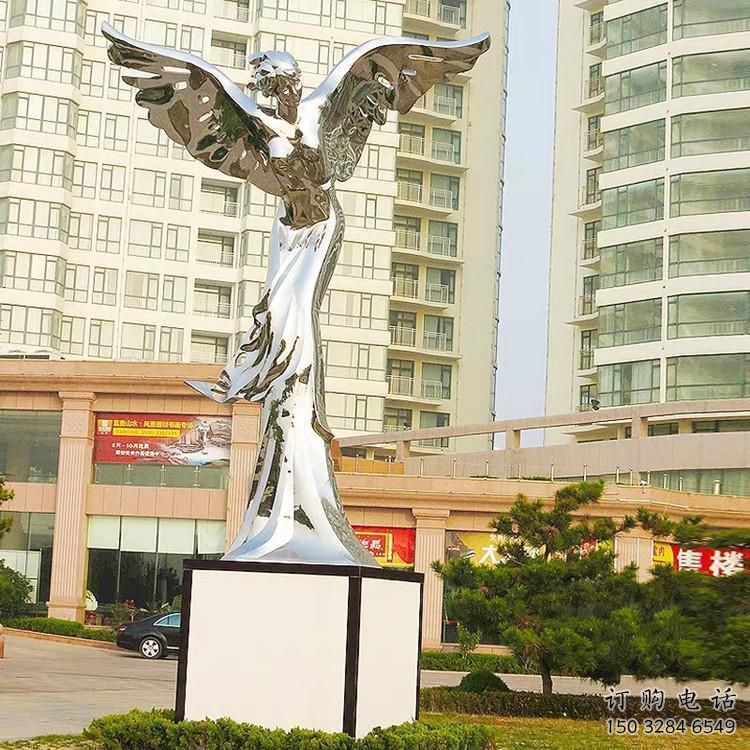 女神雕塑 鏡面人物雕塑 大型翅膀女神雕塑廠家