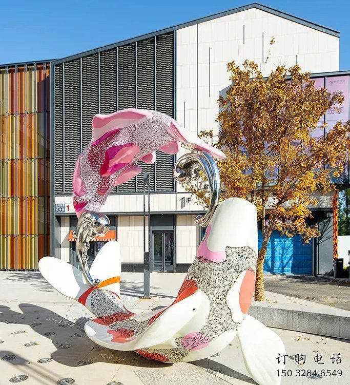 鯉魚躍龍門雕塑 鏤空噴漆動物雕塑 庭院海洋魚雕塑