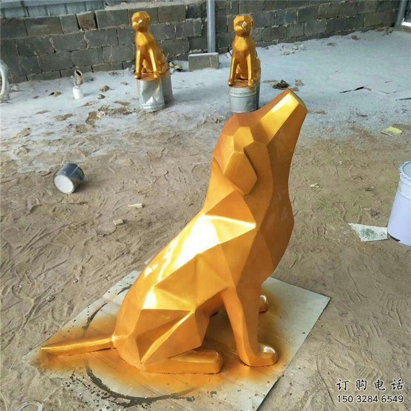 狼雕塑 幾何切面動物小品 戶外不銹鋼噴漆狼雕塑廠家 狼雕塑 幾何切面動物小品 戶外不銹鋼噴漆狼雕塑廠家