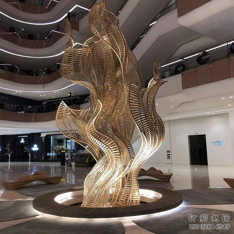 樹葉雕塑 拉絲工藝 室內(nèi)大型樹葉雕塑廠家