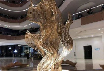 樹葉雕塑 拉絲工藝 室內(nèi)大型樹葉雕塑廠家