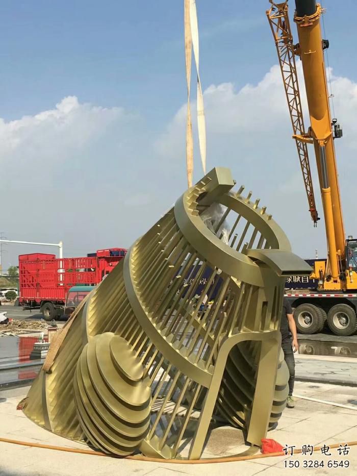 廣場(chǎng)魚(yú)尾雕塑 鏤空異形小品 抽象魚(yú)尾雕塑