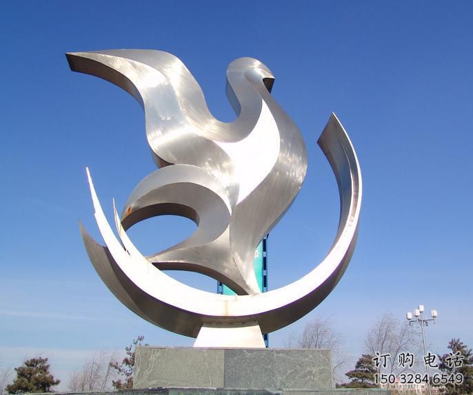 白鴿雕塑 中式村口擺件 大型鏡面白鴿雕塑廠家
