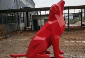 風景區(qū)小狗雕塑廠家 幾何異形小品 室外烤漆小狗雕塑