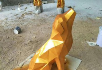 鍍金小狗雕塑廠家 風景區(qū)景觀小品 切面鍍金小狗雕塑