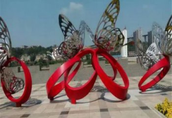 步行街蝴蝶雕塑廠家 創(chuàng)意鏤空擺件 戶外街頭蝴蝶雕塑