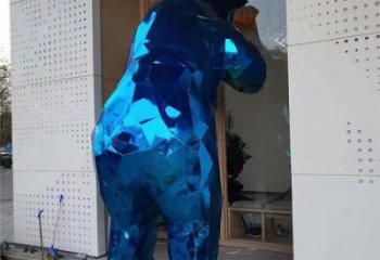 商場熊雕塑廠家 中式室內(nèi)小品 酒店拉絲熊雕塑