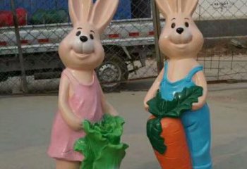 幼兒園兔子雕塑廠家 卡通噴漆小品 室內(nèi)異形兔子雕塑