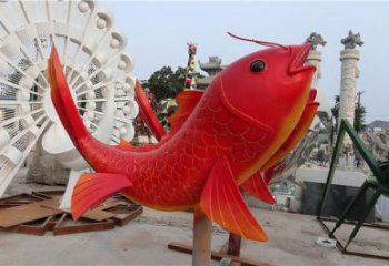 公園魚兒雕塑廠家 中式彩繪小品 風(fēng)景區(qū)仿真魚兒雕塑