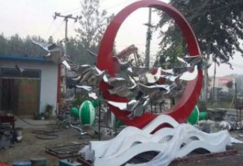 鏡面白鴿雕塑廠家 現(xiàn)代公園擺件 游樂場異形白鴿雕塑