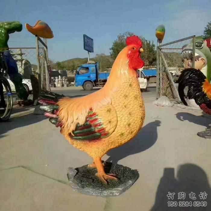 游樂場公雞雕塑廠家 公園廣場擺件 住宅小區(qū)彩繪公雞雕塑