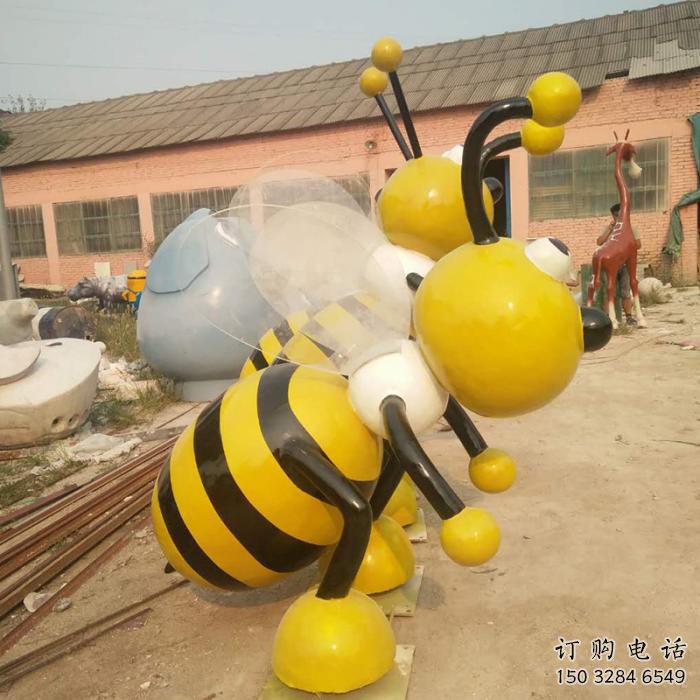 噴漆蜜蜂雕塑廠(chǎng)家 卡通廣場(chǎng)小品 戶(hù)外草地蜜蜂雕塑