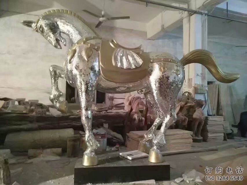 鏡面馬雕塑廠家 現(xiàn)代創(chuàng)意擺件 游樂場(chǎng)異形馬雕塑