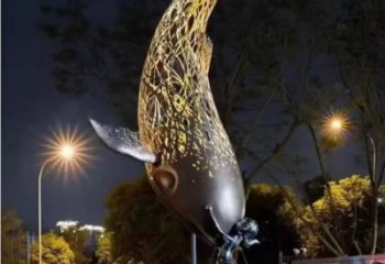 鏤空金魚雕塑廠家 現(xiàn)代抽象擺件 戶外切面金魚雕塑