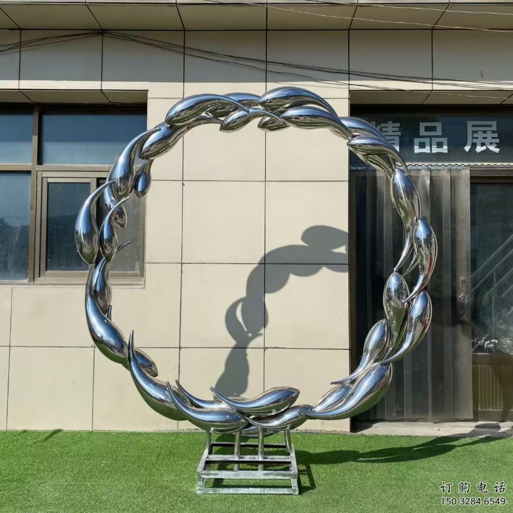 住宅小區(qū)麥穗魚雕塑廠家 現(xiàn)代戶外小品 公園鏡面麥穗魚雕塑
