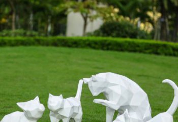 游樂場貓雕塑廠家 戶外公園擺件 住宅小區(qū)幾何貓雕塑
