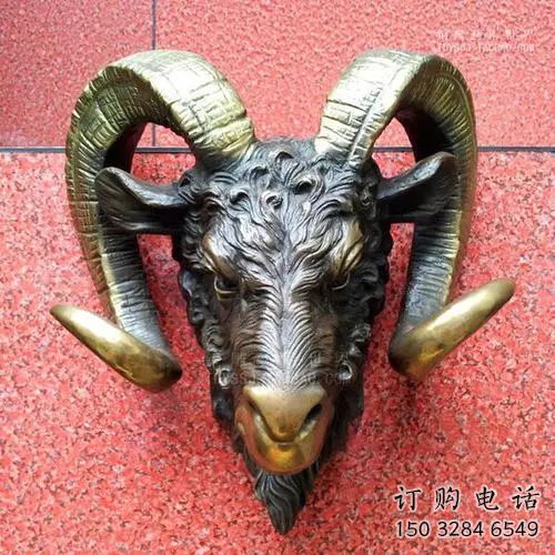仿古羊頭雕塑廠家 戶外賓館小品 玄關彩繪羊頭雕塑 仿古羊頭雕塑廠家 戶外賓館小品 玄關彩繪羊頭雕塑