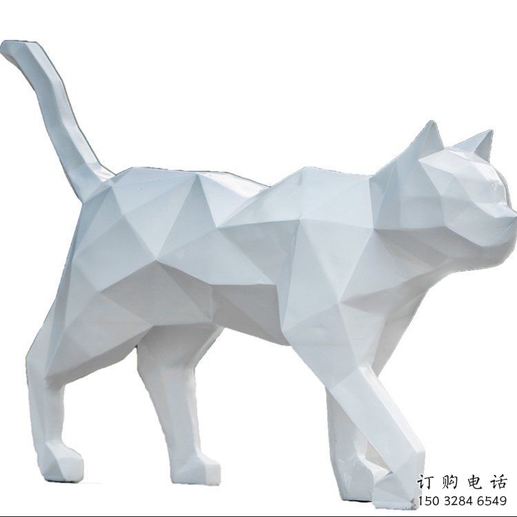 異形貓咪雕塑廠家 現(xiàn)代抽象擺件 酒店拉絲貓咪雕塑