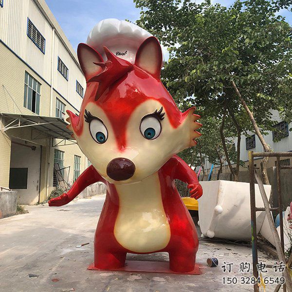 步行街狐貍雕塑廠家 創(chuàng)意卡通擺件 草地仿真狐貍雕塑