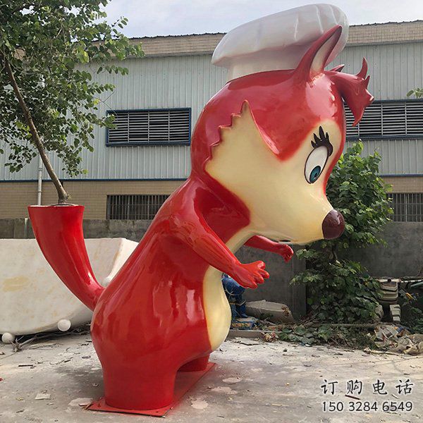 烤漆狐貍雕塑廠家 卡通噴漆擺件 廣場(chǎng)現(xiàn)代狐貍雕塑