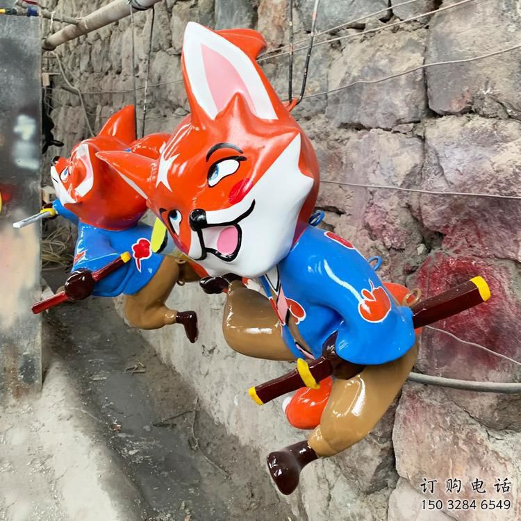 住宅小區(qū)狐貍雕塑廠家 現(xiàn)代公園小品 戶外噴漆狐貍雕塑