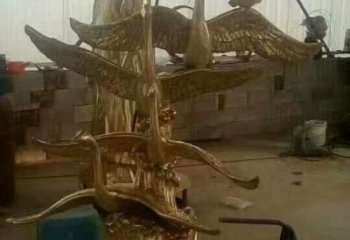 住宅小區(qū)鴻雁雕塑廠家 現(xiàn)代仿真小品 公園噴漆鴻雁雕塑  