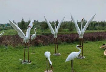公園白鶴雕塑廠家 中式噴漆小品 風(fēng)景區(qū)仿真白鶴雕塑