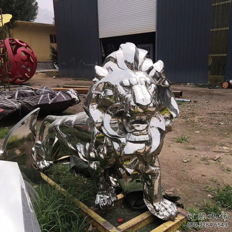 商場獅子雕塑廠家 中式室內(nèi)小品 酒店拉絲獅子雕塑