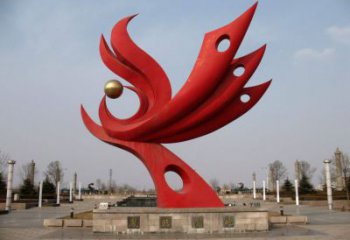 大型火鳳凰雕塑廠家 現(xiàn)代烤漆擺件 風景區(qū)烤漆火鳳凰雕塑