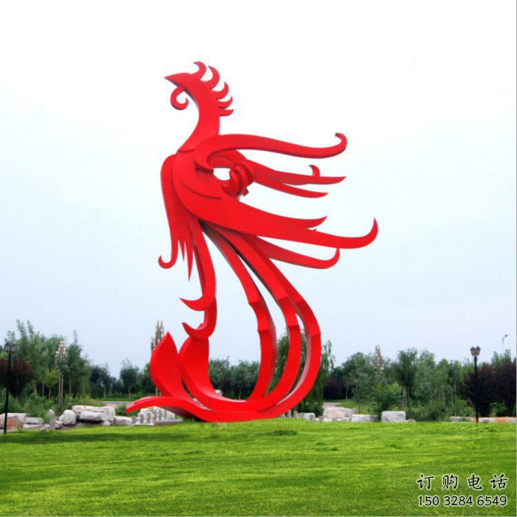 幾何火鳳凰雕塑廠家 中式烤漆擺件 廣場現(xiàn)代火鳳凰雕塑
