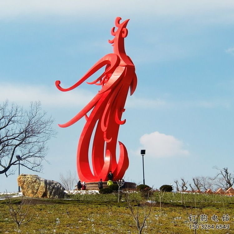 噴漆火鳳凰雕塑廠家 現(xiàn)代廣場小品 不銹鋼大型火鳳凰雕塑
