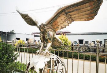 鏤空雄鷹雕塑廠家 現(xiàn)代抽象擺件 草地切面雄鷹雕塑