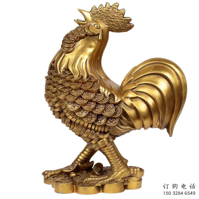 仿古金雞雕塑廠家 戶外抽象小品 玄關(guān)彩繪金雞雕塑