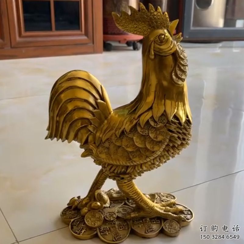仿真金雞雕塑廠家 大型房地產(chǎn)擺件 公園噴漆金雞雕塑