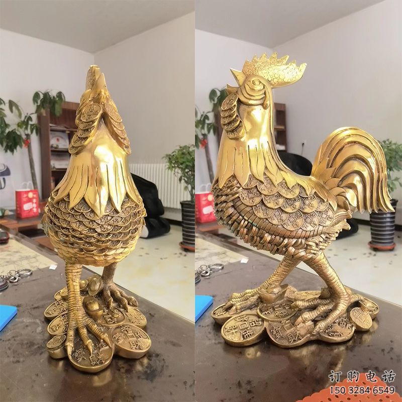鑄造金雞雕塑廠家 創(chuàng)意仿真小品 村口噴漆金雞雕塑