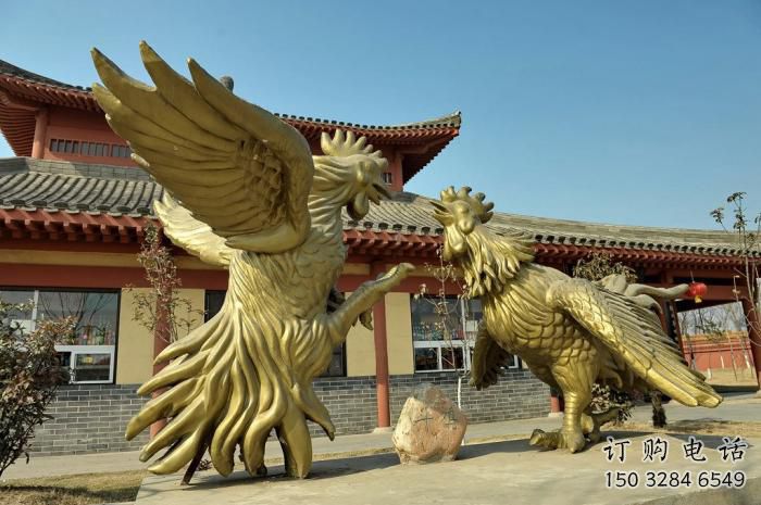 公園金雞雕塑廠家 中式烤漆小品 風景區(qū)仿古金雞雕塑