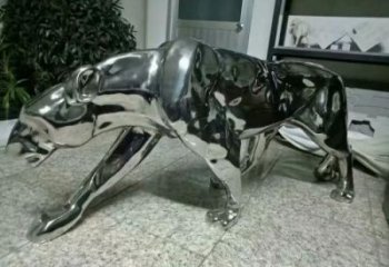 仿真獵豹雕塑廠家 戶外現(xiàn)代小品 大型鏡面獵豹雕塑