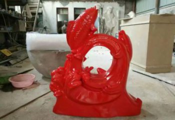 彩繪魚跨環(huán)雕塑廠家 卡通噴漆小品 草地魚跨環(huán)雕塑