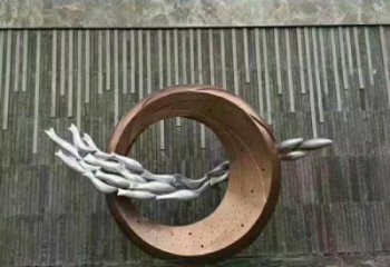 商場魚跨環(huán)雕塑廠家 中式室內(nèi)小品 酒店拉絲魚跨環(huán)雕塑